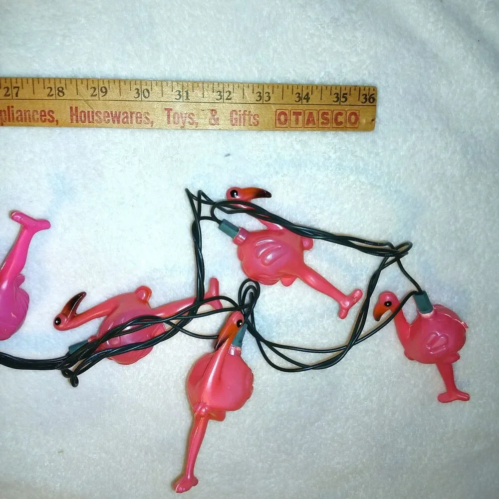 Pink Flamingo Blow Mold String Lights x10 Patio Garden Party Electric 88